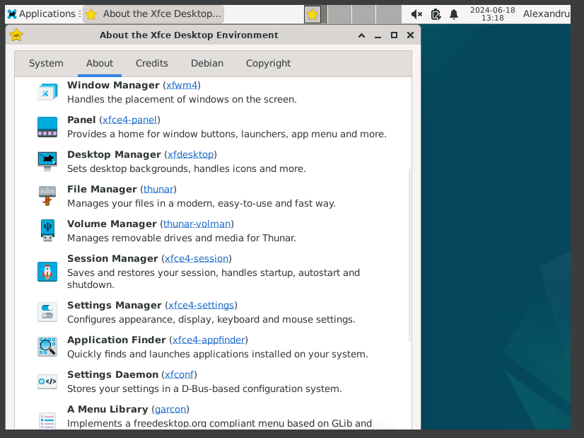 Xfce4 is running on Debian